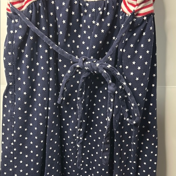 Navy Polka Dot Kids Dress with Red Stripes - Picture 7 of 9